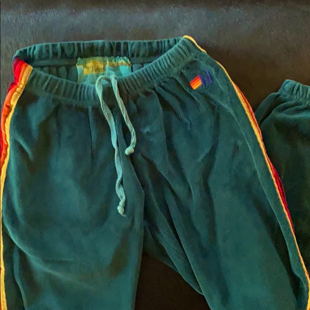 Aviator Nation XS Velour Emerald Green Sweats